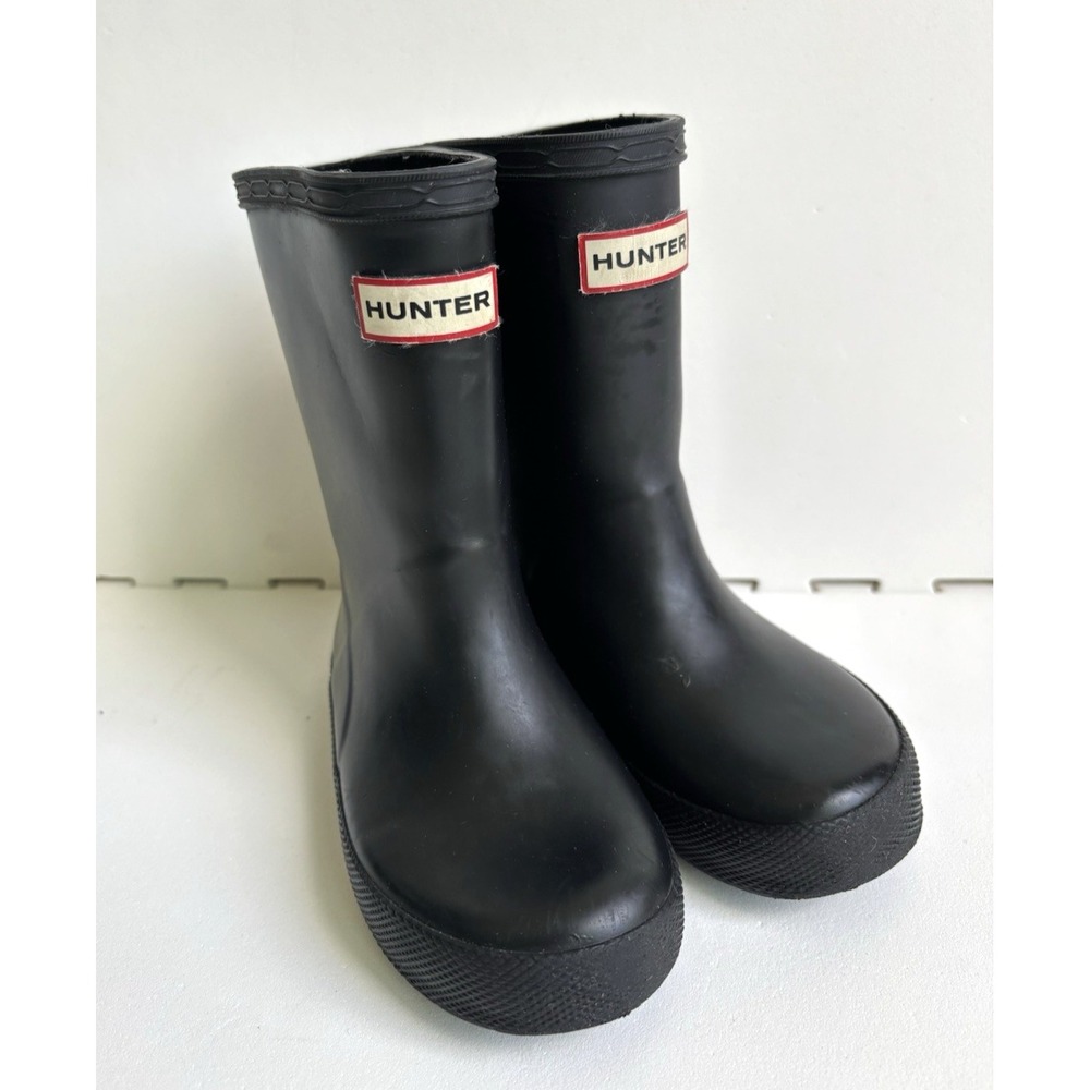 HUNTER Kids Toddler First Classic Rain Boots Waterproof Rubber- US 8T/UK 7 Black